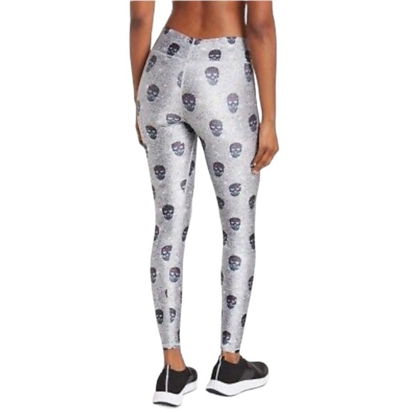 Terez Glitter Skull Athletic Leggings 7/8 Tights Women’s Medium - Picture 2 of 10